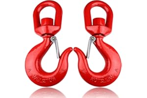 AYAYGD 2Pcs 2 Ton Swivel Lifting Hook, Heavy Duty Crane Swivel Hook with Safety Latch, 4400 lbs Rotating Hoist Hooks Swivel Eye Sling Hook, Universal G80 Swivel Chain Hooks for Lifting Chains