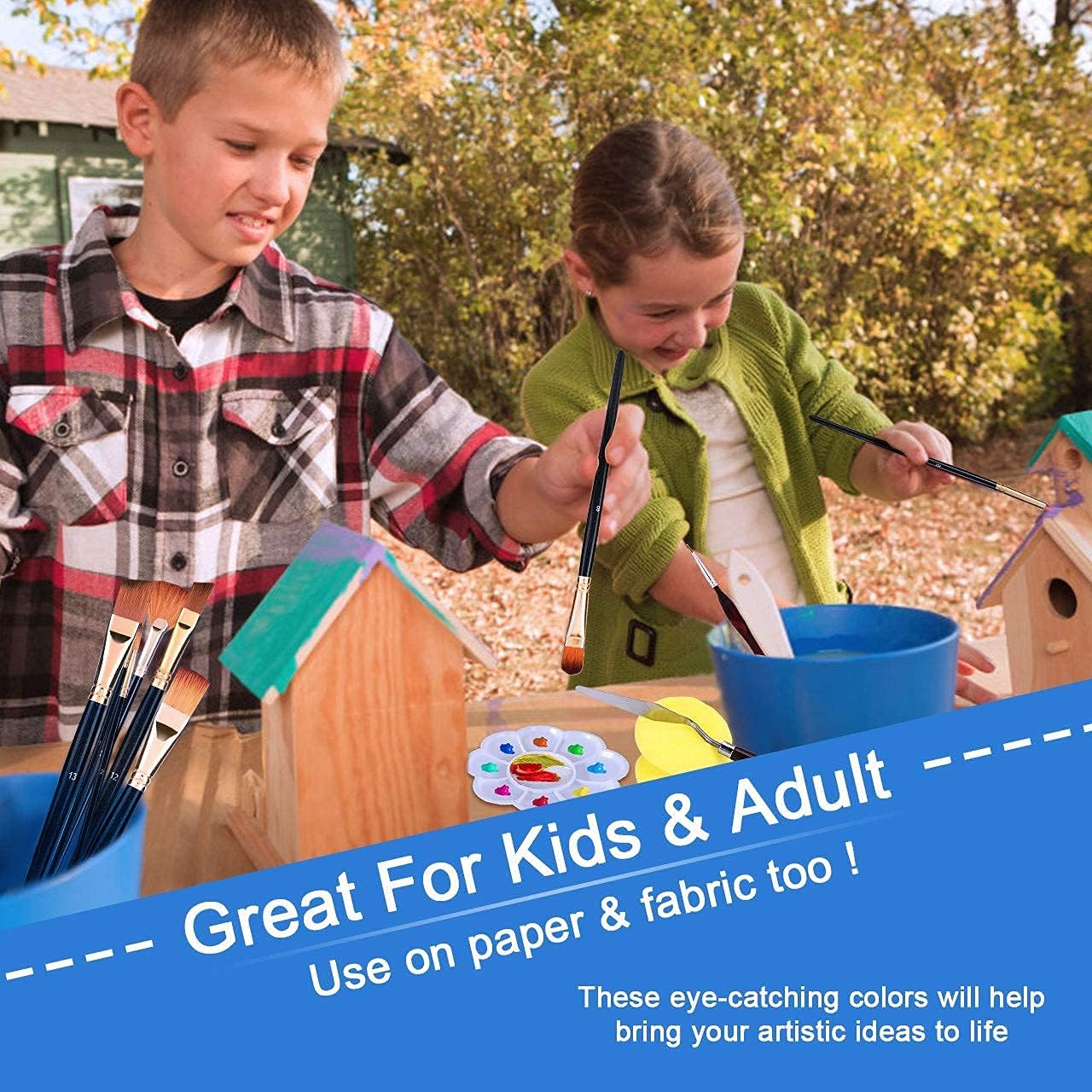 Acrylic Paint Set, Emooqi 45 Piece Professional Painting Supplies Set, Includes 24 Acrylic Paints, 16 Painting Brushes with Bag, Paint Knife, Art Sponge and Paint Palette, Arts Crafts Supplies