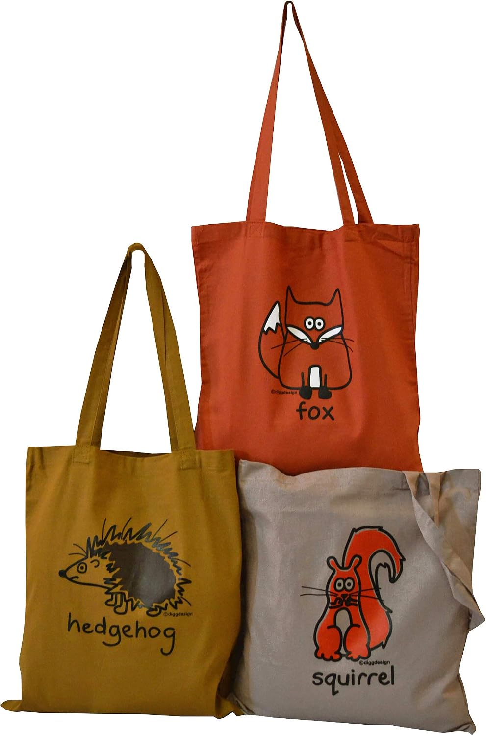Pack Of 3 Woodland Cute Animal Cotton Tote Bags Lovely Earthy Colours Amazon Co Uk Shoes Bags