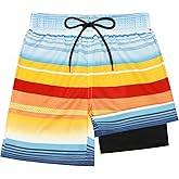 qikqik Boys Swim Trunks with Compression Liner Kids Swimsuits Boys Bathing Suit Quick Dry Boy Swimsuit Kids Swimming Trunks
