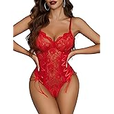 Avidlove Lingerie for Women Sexy Lace Bodysuit Teddy One Piece Lingerie Lace-up Back Cut Out Lingerie