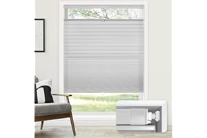 LazBlinds No Tools No Drill Cordless Cellular Shades, Top Down Bottom Up (TDBU) Honeycomb Shades for Home, Light Filtering Thermal Insulation Blinds for Windows, 34" W x 64" H, Grey