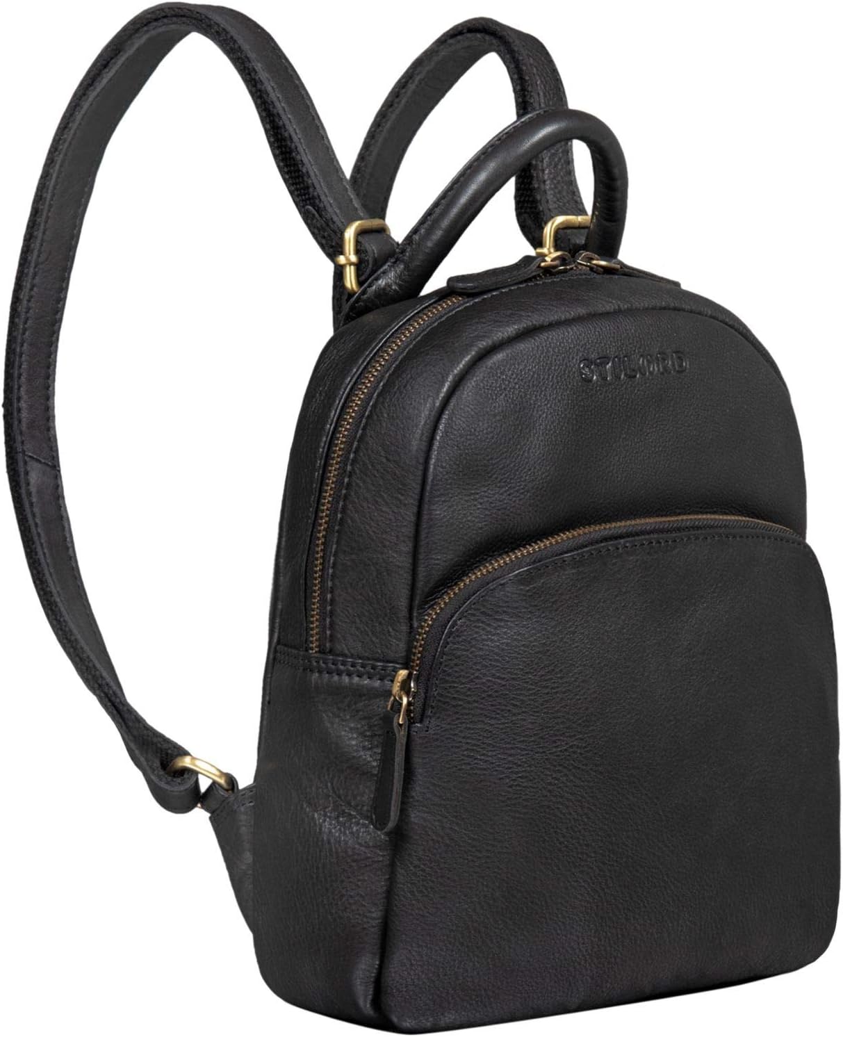 STILORD "Ruby" Daypack Ladies Leather Backpack Small Leather Rucksack Vintage Handbag City Daypack for Going Out Shopping Pack S Genuine Leather Colour:Black