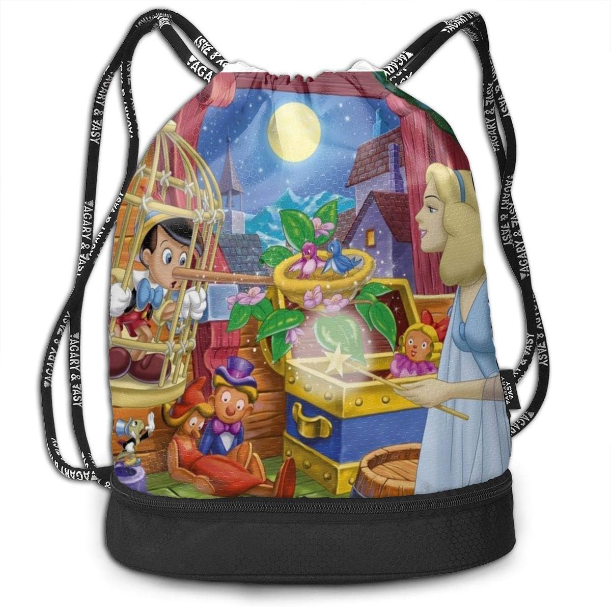 RTFGH Pinocchio Drawstring Backpack Gym Sports String Bag for School Yoga Bundle Backpacks Traveling Drawsting Bag Boys Girls Backpacks Bags