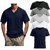 Evervibe 5 Pack Men's Big and Tall Shirts Casual V Neck Short Sleeve Tees Summer Cotton Basic T Shirts Multipack