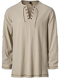 JEMITOP Men's Renaissance Costume Retro Lace Up