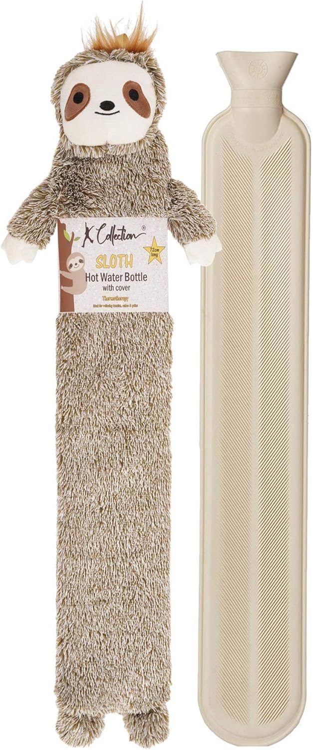 Extra Long Hot Water Bottle Super Soft Novelty Plush Cover Natural