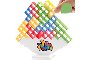 Kiapeak 48 Pcs Tetra Tower Stacking Blocks Balance Game, Family Board Games for Kids & Adults, Balancing Stacking Toys Building Blocks for Parties, Travel