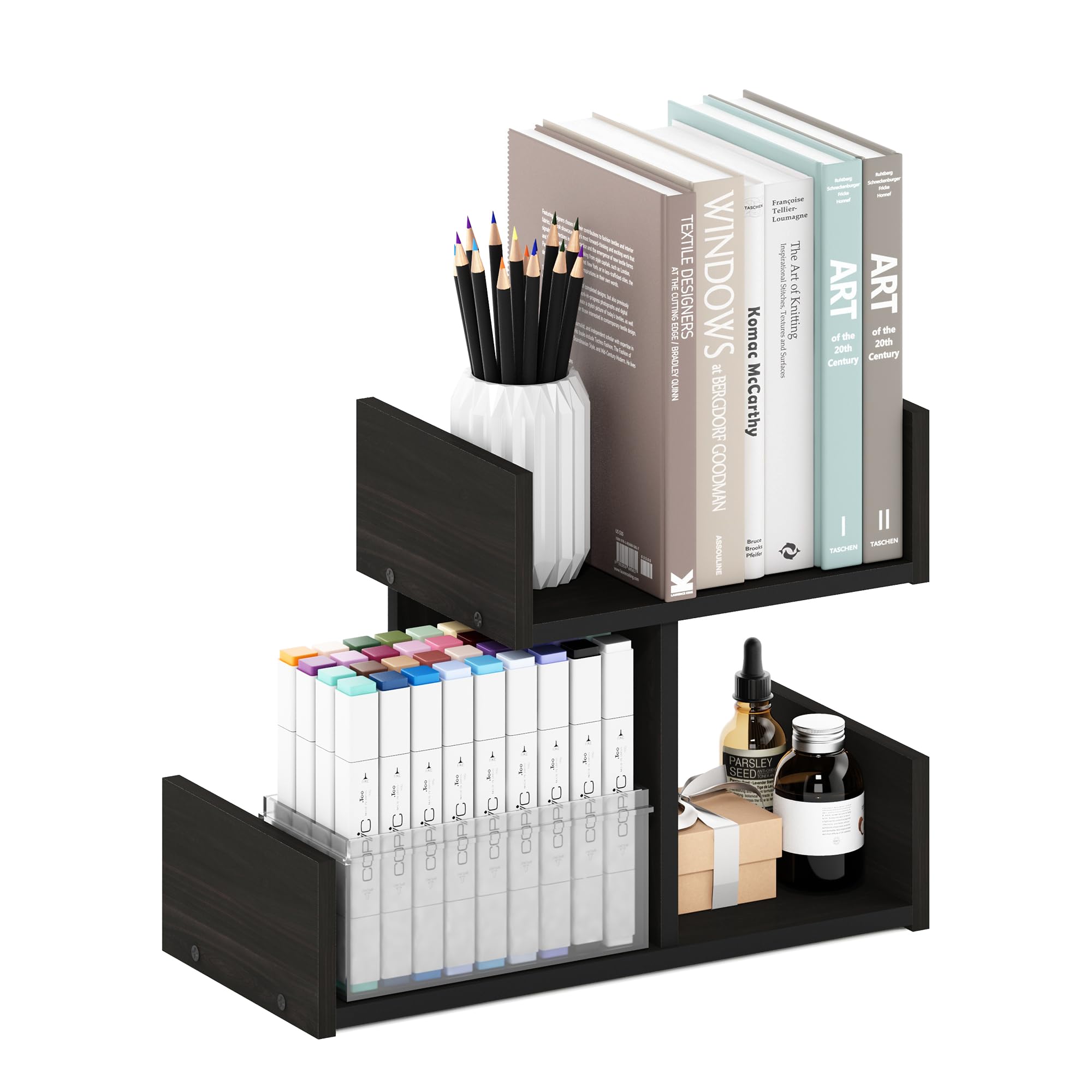 Furinno Desktop Storage Organizer, Engineered Wood, Espresso, 3 compartments