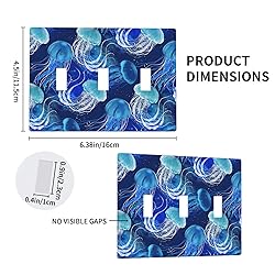Moslion Blue Jellyfish Triple Gang Toggle Covers