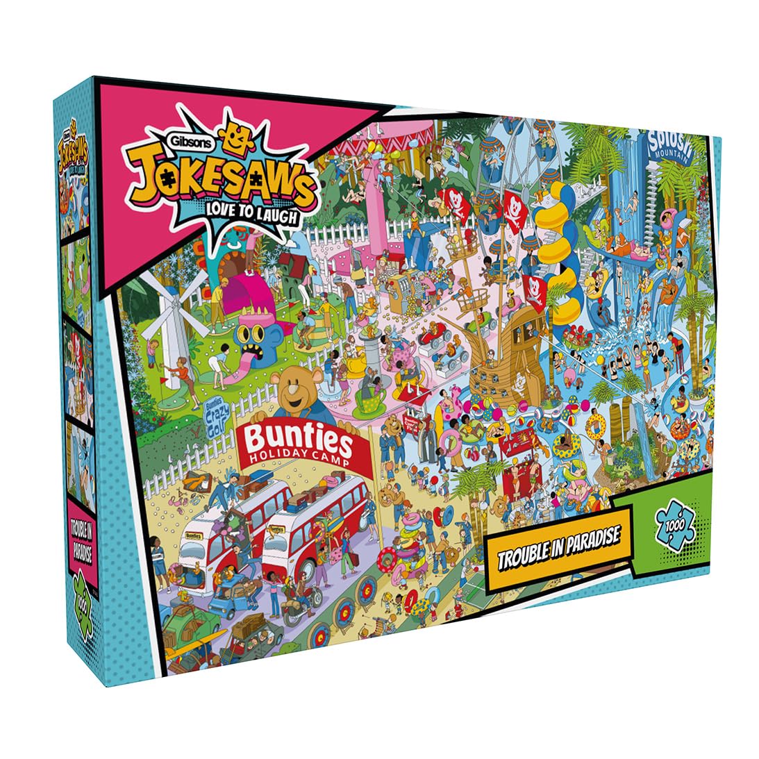 Gibsons Trouble in Paradise 1000 Piece Jigsaw Puzzle for Adults – Hilarious Holiday Park Humour Puzzle by Andy Tudor – Jokesaws Love to Laugh Collection – Made in the UK/EU — image 1