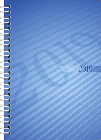 rido/idé 702110230 Buchkalender futura 2, 2 Seiten = 1 Woche, 148 x 208 mm, PP-Einband blau, Kalendarium 2019, Wire-O-Bindung