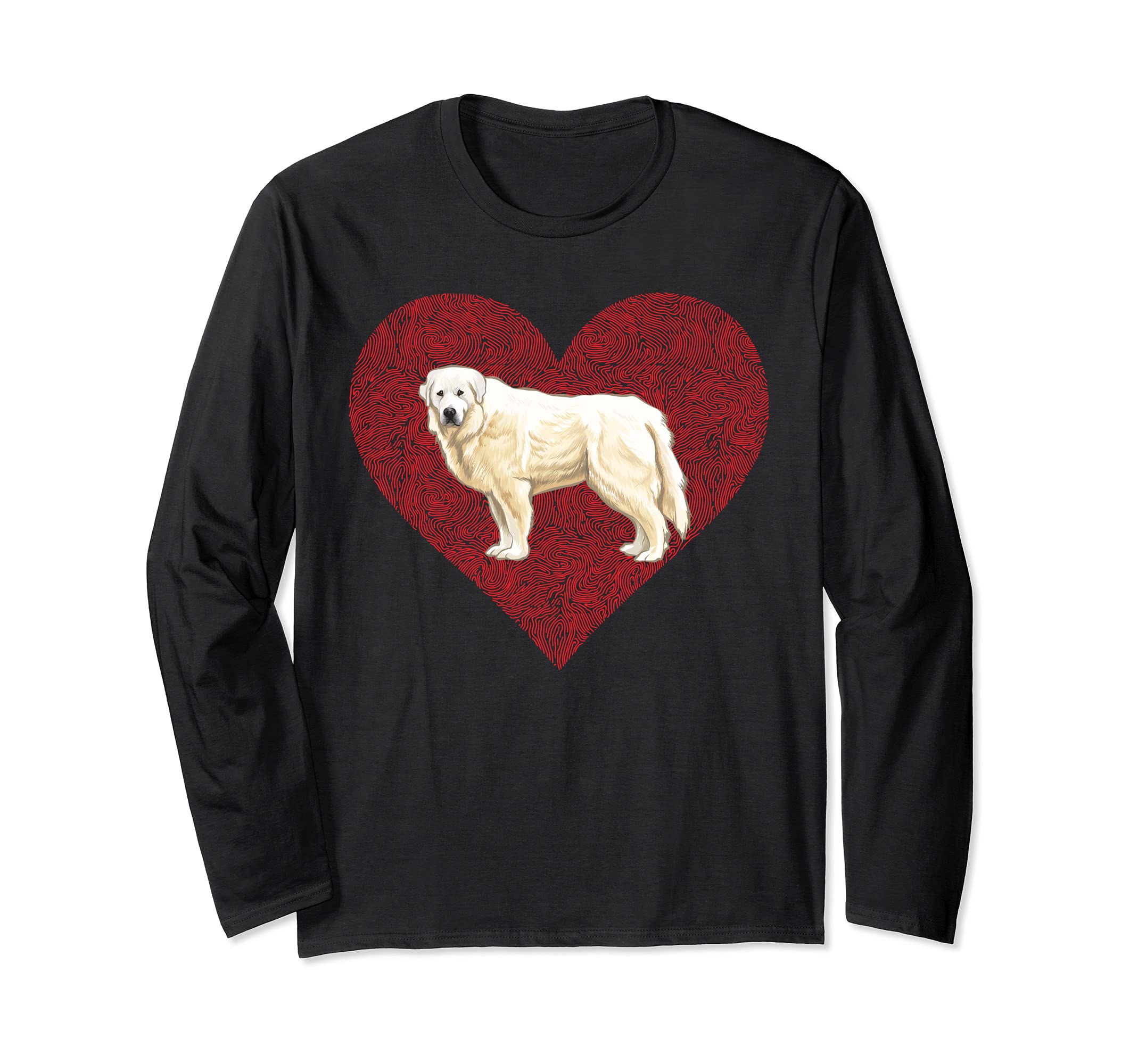 Great Pyrenee Valentines Day Dog Love Fingerprint Long Sleeve T-Shirt