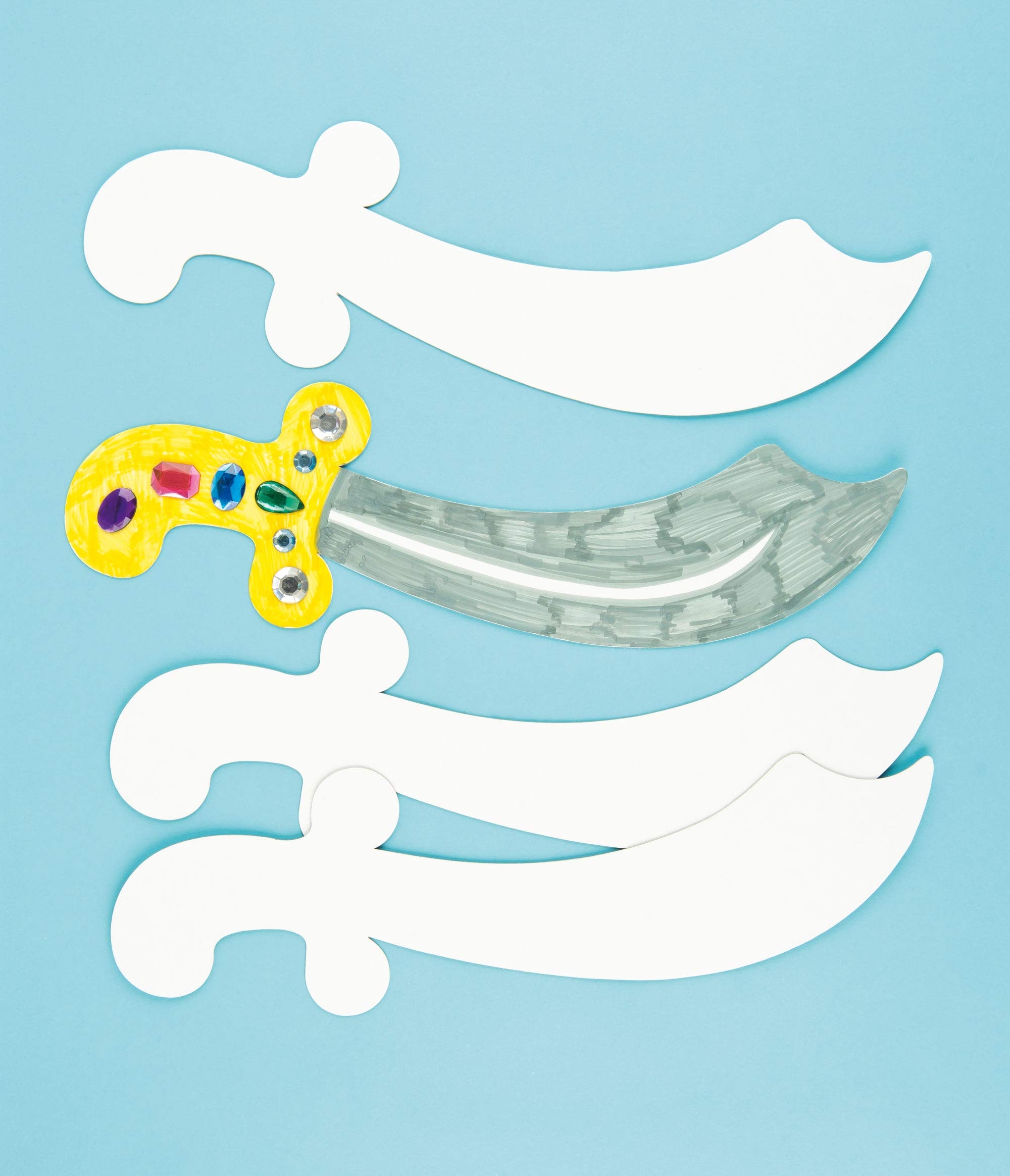 Baker Ross Pirate Sword Card Art & Craft Shapes 42cm for Children to Decorate and Display (Pack of 6), White