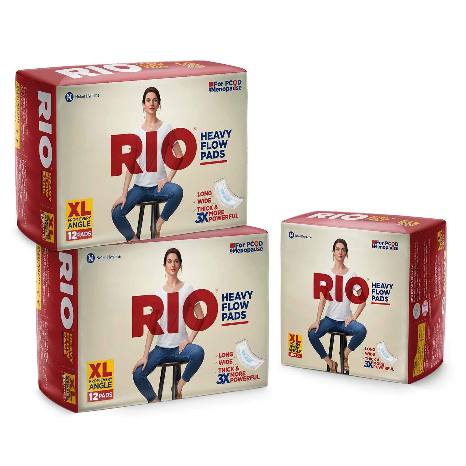 Buy RIO Heavy Flow Sanitary Pads XL, Buy 2, 12s Pads Get 1, 6S Pads, 30