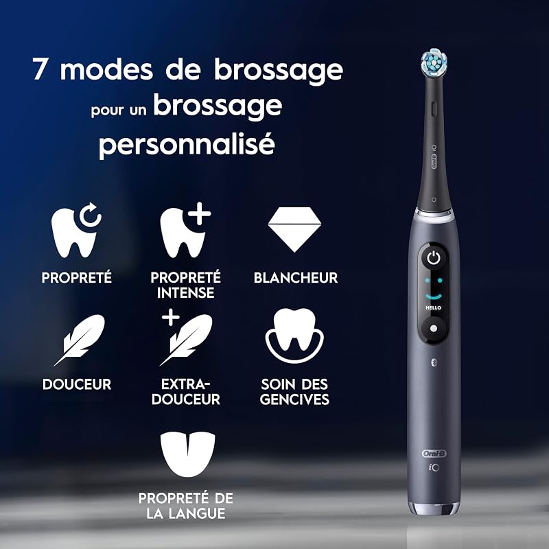 Brosse à Dents Electrique iO 9, 3 Brossettes de Rechange, Noire