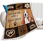Basset Hound Dog Blanket, Cute Dogs Blankets for Dog Lovers, Soft Cozy Warm Fleece Throw Blanket Plush Dogs Decor Blankets Gifts for Girls Boys Kids Women 40"X50"