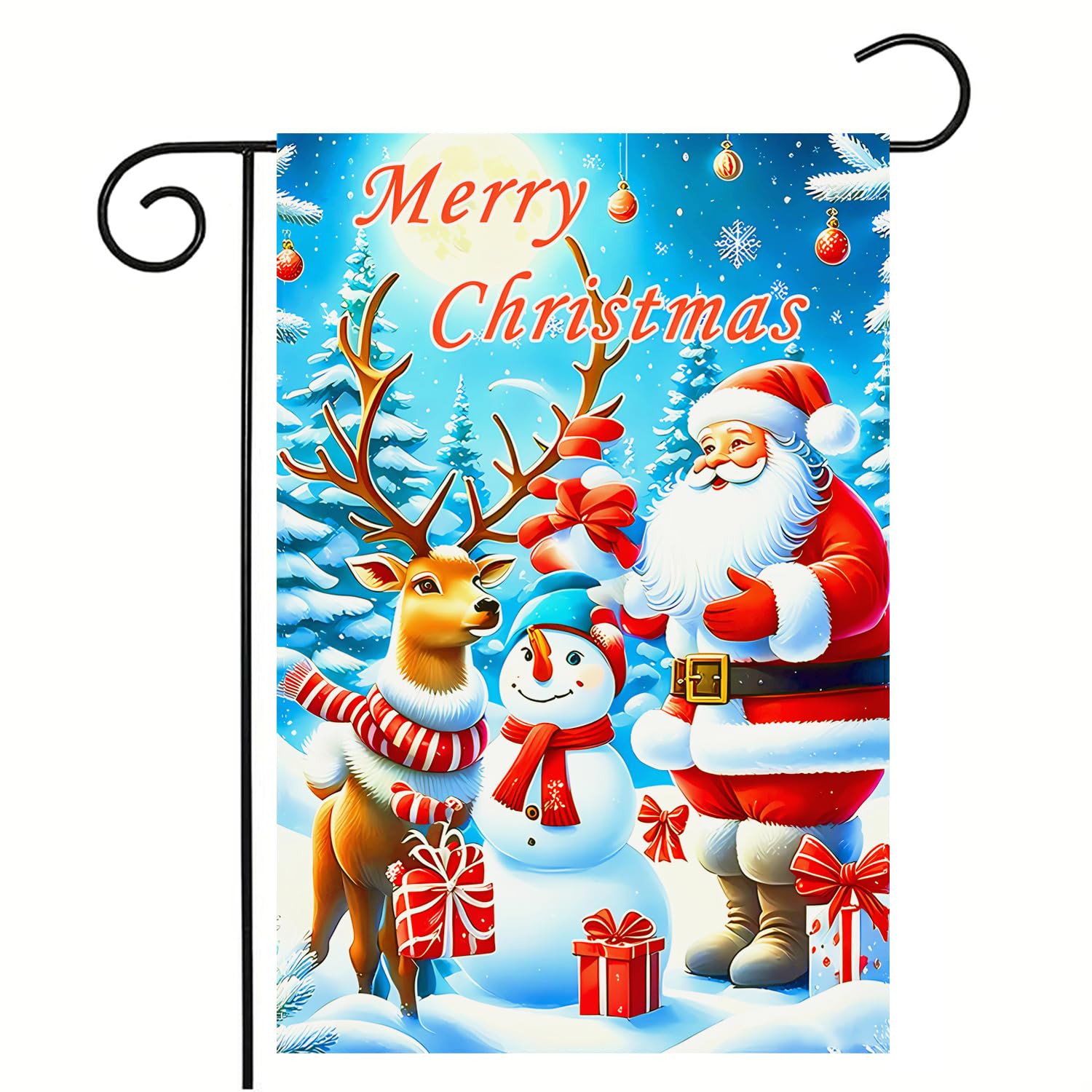 Photo 1 of abzdfty Christmas Garden Flag 12x18 Inch Double Sided Santa Claus Garden Flag Christmas Decorations Yard Flag for Outside, Patio and Lawn