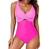 Tempt Me Women One Piece Swimsuits - Tummy Control Cutout Bathing Suit V Neck Twist Front Swimwear 2025