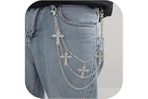 Vivian&CD Jean Chain Belt for Men&Women, Pocket Chain Goth Punk Chain Belt Chain Layered Chunky Pants Chain and Vintage Hip Hop Wallet Chain Jewelry Accessory for Women Men