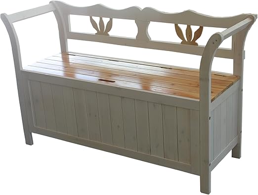 Foxhunter Garden Patio Wooden Seating Bench Chair With Cabinet Storage White Outdoor Indoor Hallway Home Furniture New Amazon Co Uk Garden Outdoors