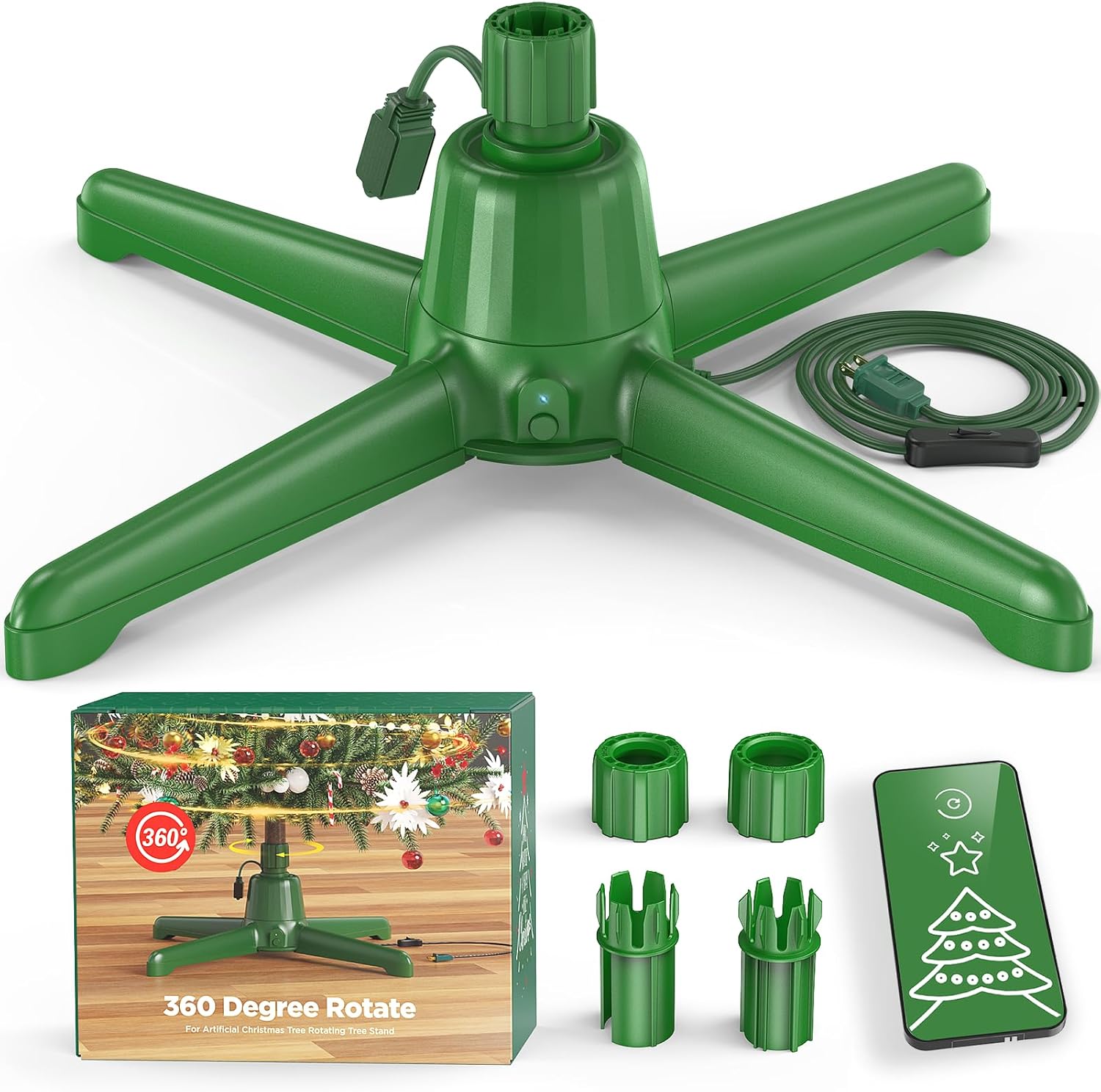 Tree Stands - Springlift Rotating Christmas Tree Stand, Artificial Christmas Tree Stand with Remote Control &Three Adapters, 360 Degree Rotating Adjustable Christmas Tree Stand for Up to 9ft Artificial Tree