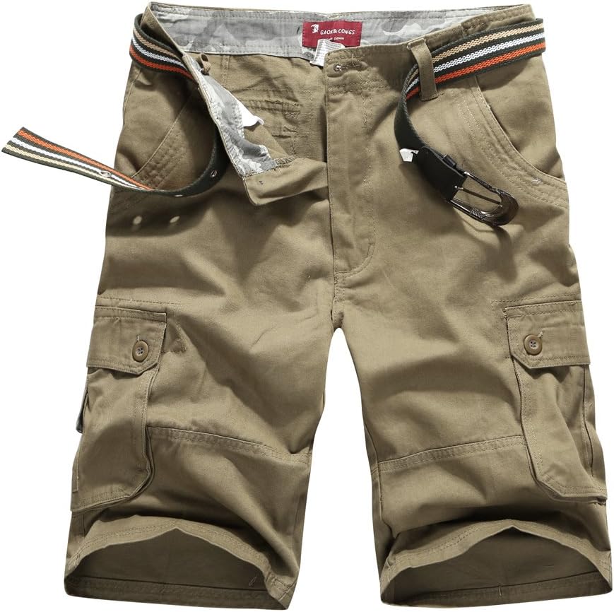 CANASOUR Mens Multi Pockets Jogger Capri Cargo Shorts