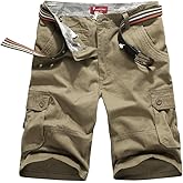 CANASOUR Mens Multi Pockets Jogger Capri Cargo Shorts