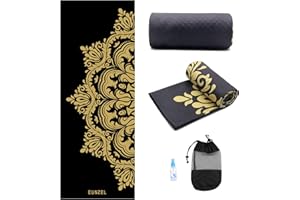 Eunzel Yoga Towel,Hot Yoga Mat Towel - Sweat Absorbent Non-Slip Printed Yoga Towel with Grip Dots for Hot Yoga, Pilates and Workout
