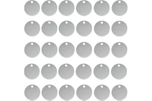 ABBECIAO Stamping Blanks, 1 Inch Smooth Round Aluminum Tags with Hole, 0.06 Inch Thick Blanks (100 Pack)