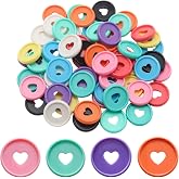 PINE &amp; LINEN 60pcs 10 Colors 1"/24mm Plastic Round Discbound Binder Discs | Loose Leaf Binder Discs,Discbound Expansion Discs Rings,Heart Binding Rings for Add Extra Pages/DIY Planner Notebooks/Albums