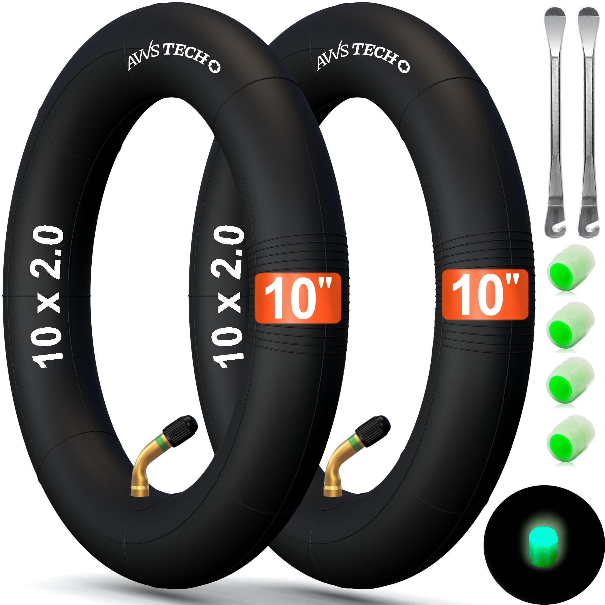 10x2 (54-152) stroller inner tube 10" with 45° valve +2 levers | Pack of 2 | for 10x2/2.25 tires — image 1