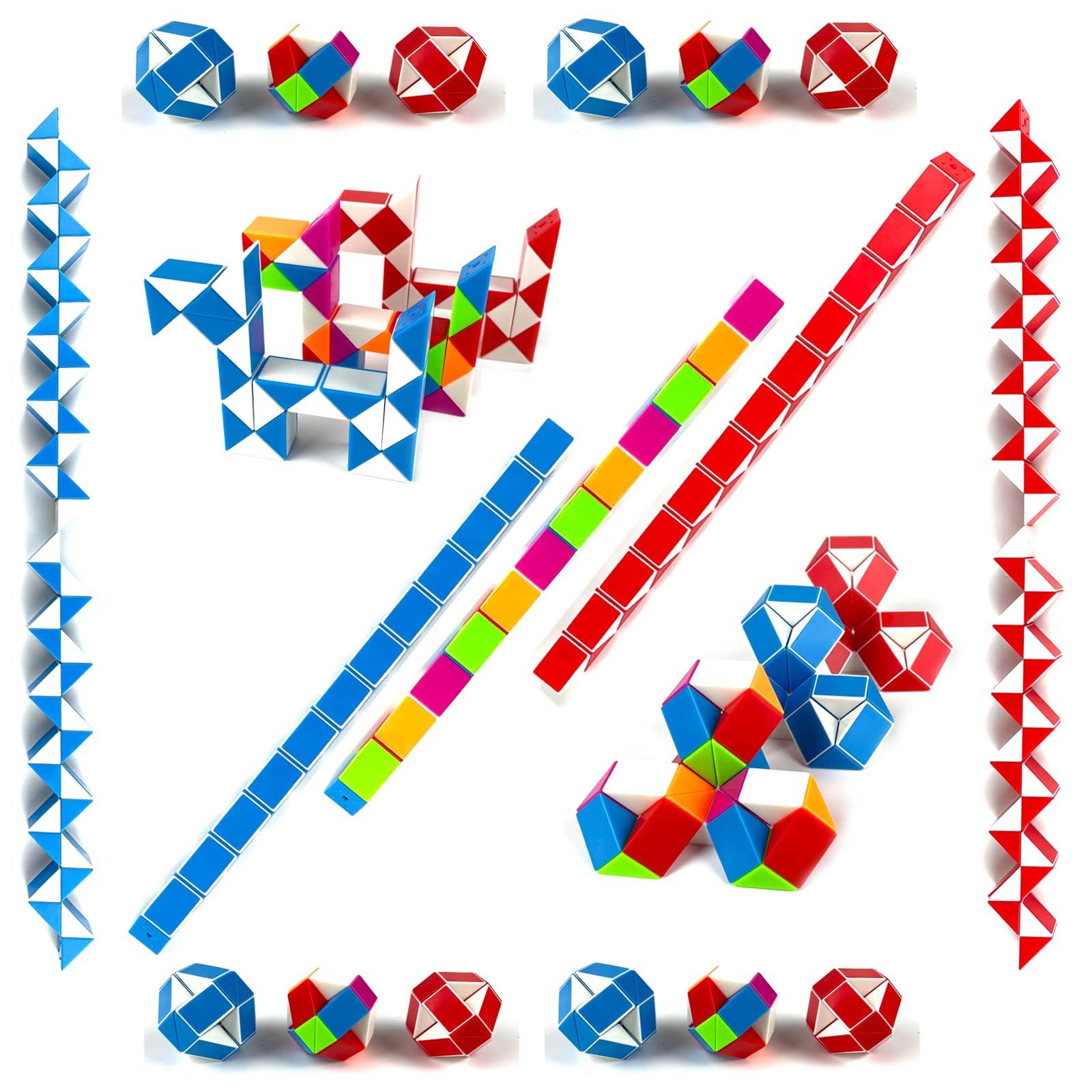 EACHHAHA Party Bag Fillers for kids-25 pieces Mini Magic Snakes 24 Blocks-Snakes fidget toys-Christmas Stocking Fillers kids-kids Party Favours-Brain Teaser 3D puzzles