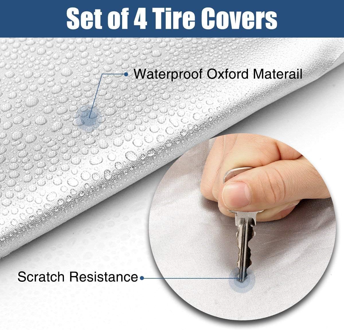 Tire Covers for RV Wheel ELUTO Set of 4 Motorhome Wheel Covers Waterproof Oxford Cotton Tire Protectors Tire Covers Fits 27" to 29" Tire Diameters: Automotive