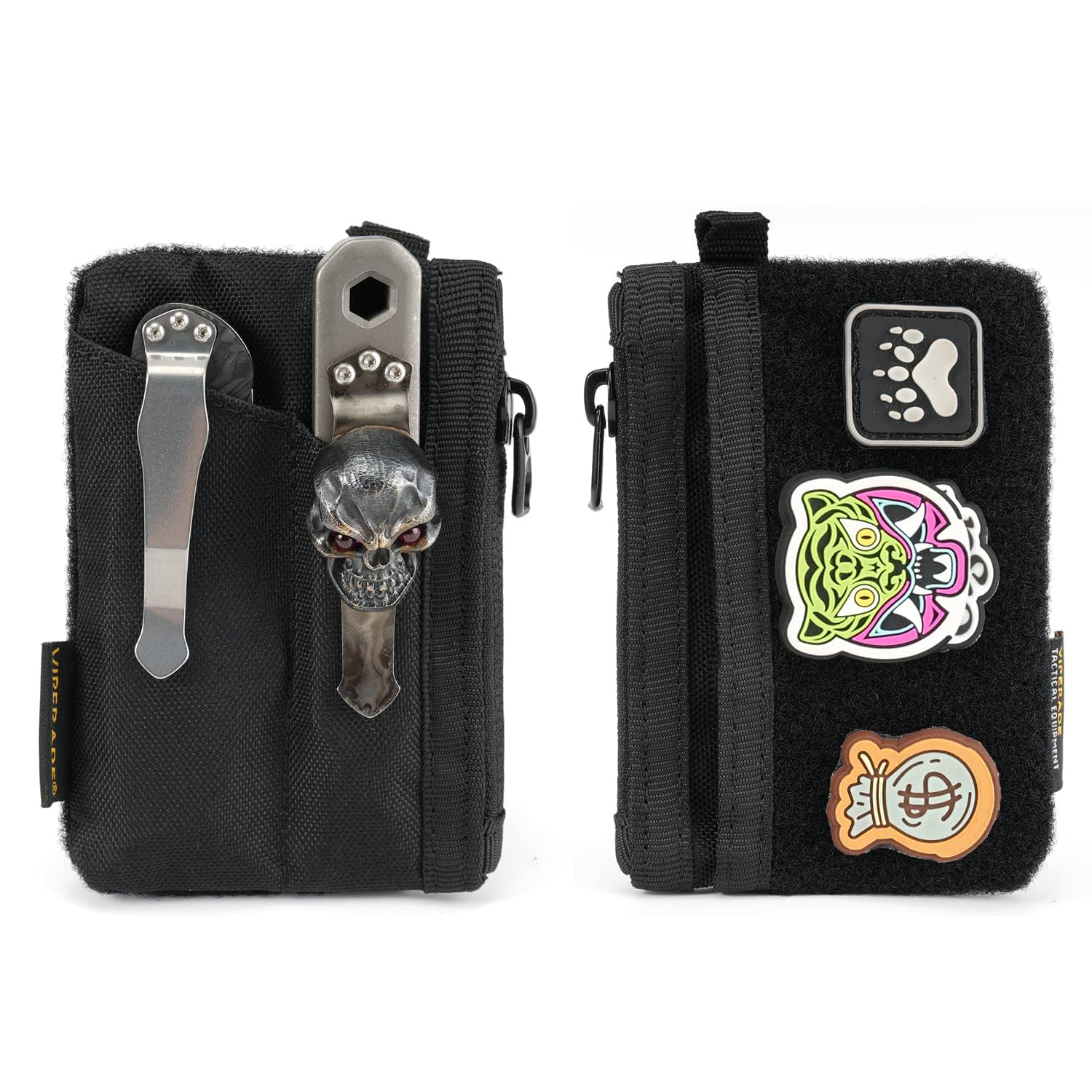 VIPERADE VE17 Mini EDC Pocket Pouch, Small EDC Organiser with 4 Pockets, Mini Tool Bag with Hook and Loop Area, Multitool Organiser, Small Backpack Additional Bag