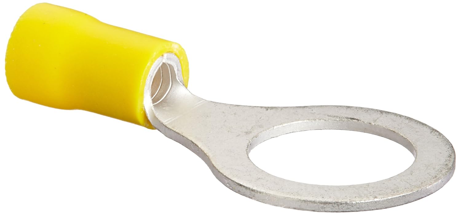 Vinyl Insulated Ring Terminal, 1210 Wire Size, 1/2" Stud Size, 0.756" Width, 1.575" Length