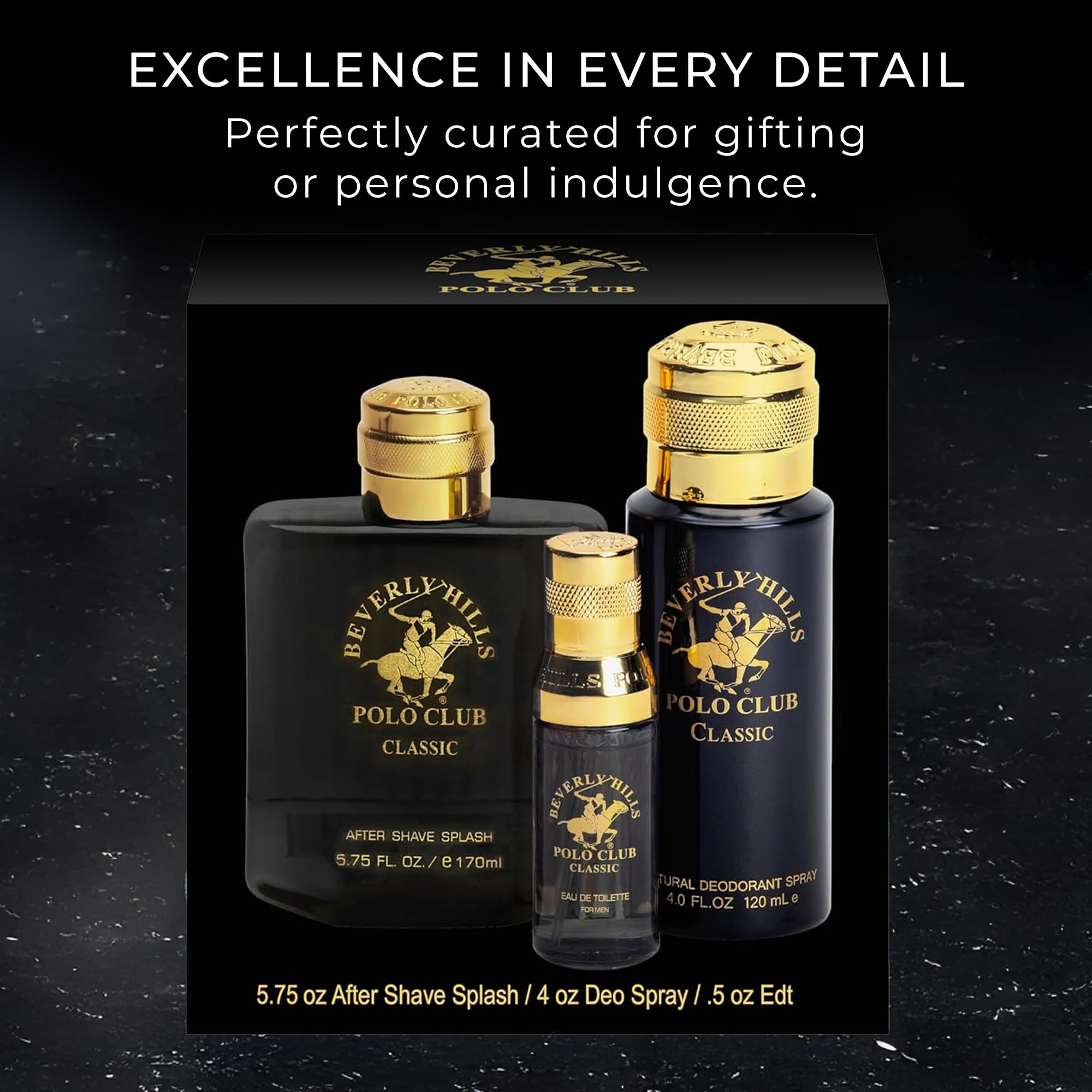 Beverly Hills Polo Club BHPC Men's Essential Collection - Blue Scent Fragrance Set | EDT, Deodorant Body Spray & After Shave Lotion | Long-Lasting, Sophisticated Grooming Gift for Him