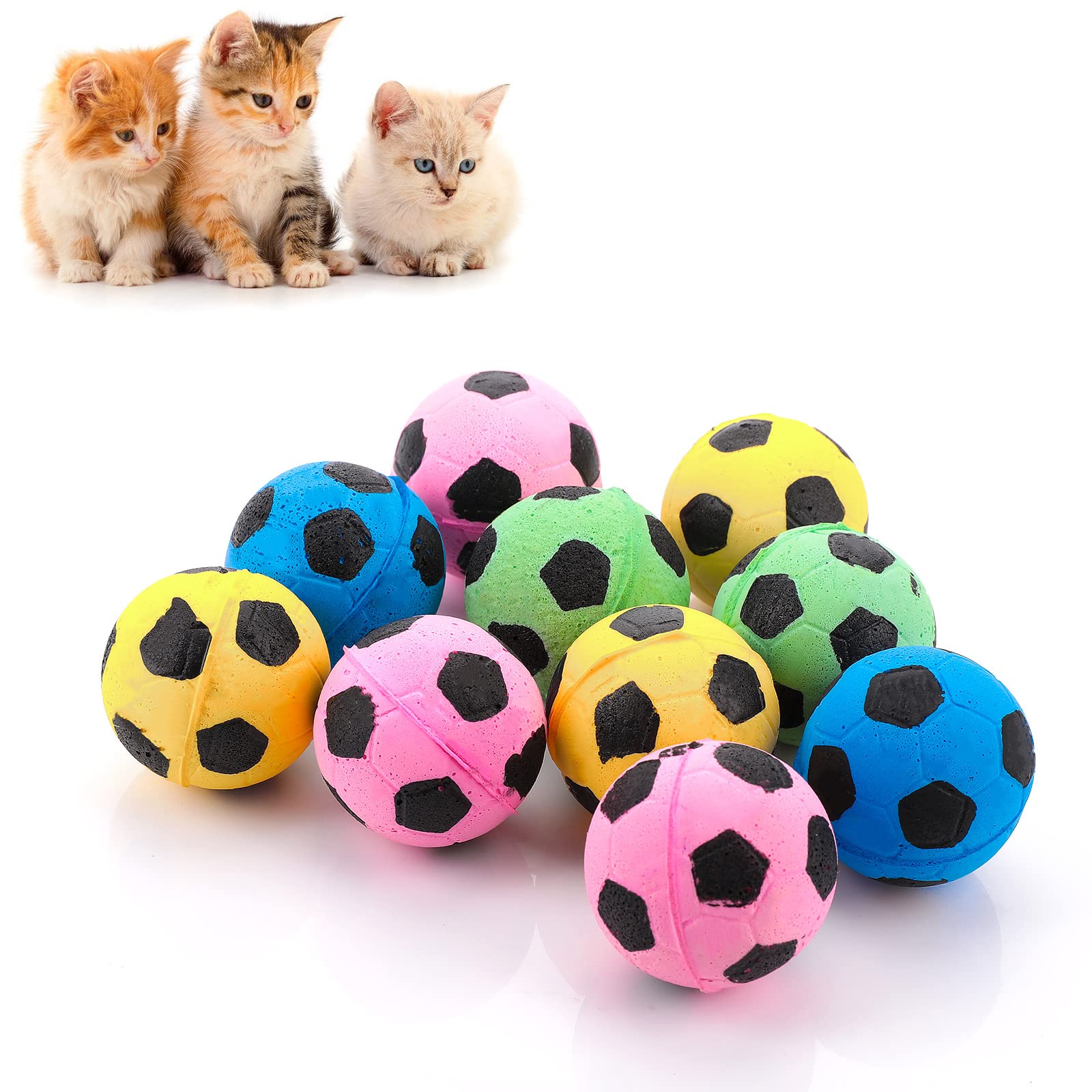 Molain Foam Sponge Balls - 10pc Soccer Cat Toys for Indoor/Outdoor Play