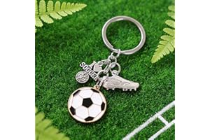10 Pcs I Love Soccer Metal Keychains, Football Themed Metal Pendant Keyring with Soccer Football Shoe, Durable Keychain Souve
