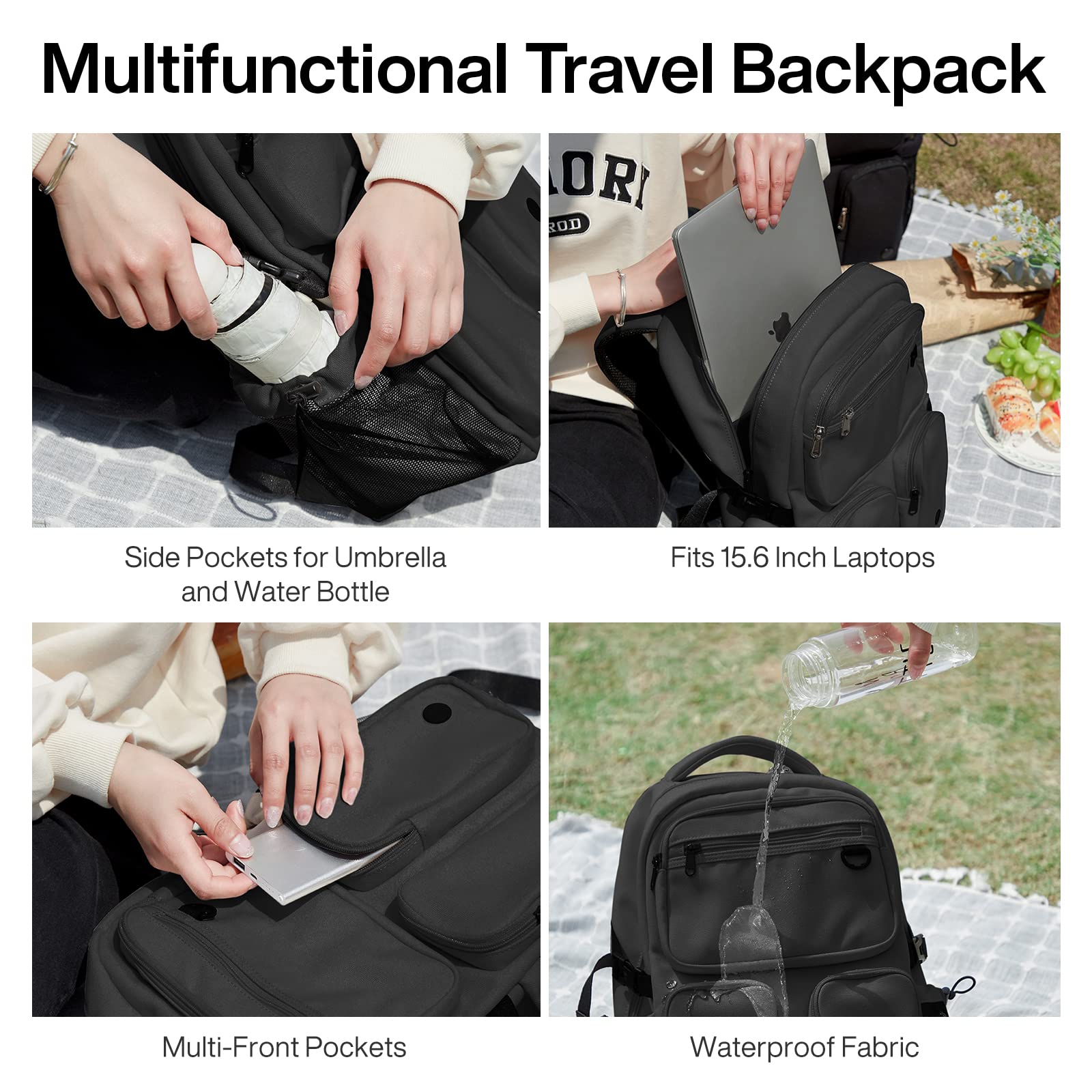 mixi Travel Laptop Backpack, Lightweight Durable School Bookbag Men Woman 15.6