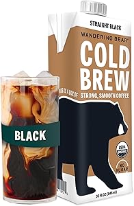 Wandering Bear Extra Strong Organic Cold Brew Coffee, Straight Black, 32 fl oz, 1 pack - Smooth, Organic, Unsweetened, Shelf-