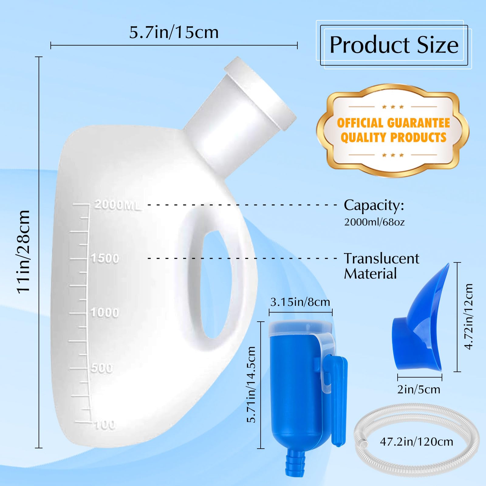 Unisex Potty Urinal for Car, 68 OZ Travel Urinals Kit Male and Female Urination Device Toilet Urinal for Men and Women Bedpans Bottle Spill Proof for Hospital Camping Car Travel