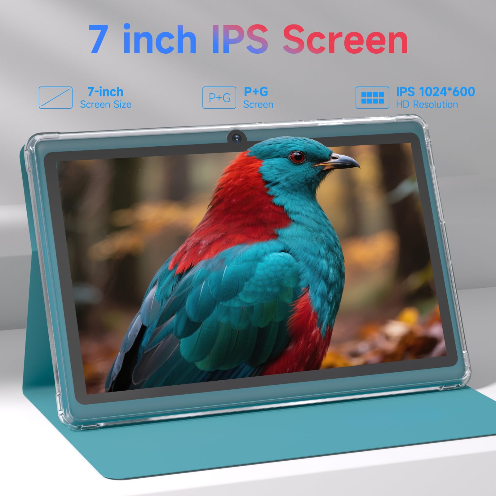 Android 14 Tablet 7 inch Tablets with Case, 8GB RAM 32GB ROM 1TB Expand, Quad-Core Processor Tablet PC, 1024 x 600 IPS Screen, Dual Camera, 3000mAh Battery, Bluetooth, WiFi, GMS, Widevine L1, Navy