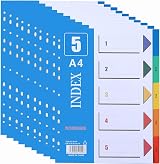 ROS SHINE 16 Pack 1-5 Part A4 Folder Dividers 11-Hole Multi-Color Content List