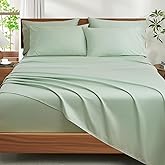 Ivellow 100% Egyptian Cotton Queen Size Sheets Set - 1200 Thread Count 6 PC 18" Deep Pocket Queen Sheets,Luxury Cotton Bed Sheets Soft Breathable Sage Green Cooling Sheet Sets Hotel Quality Bedding