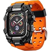 ULTIMAL Rugged Case with Band for Apple Watch Band 45mm,Compatible with Apple Watch Series 9/8/7 45mm,Military Grade Shockproof Bumper Cover for iWatch Tactical Band Men (Orange, 45mm)