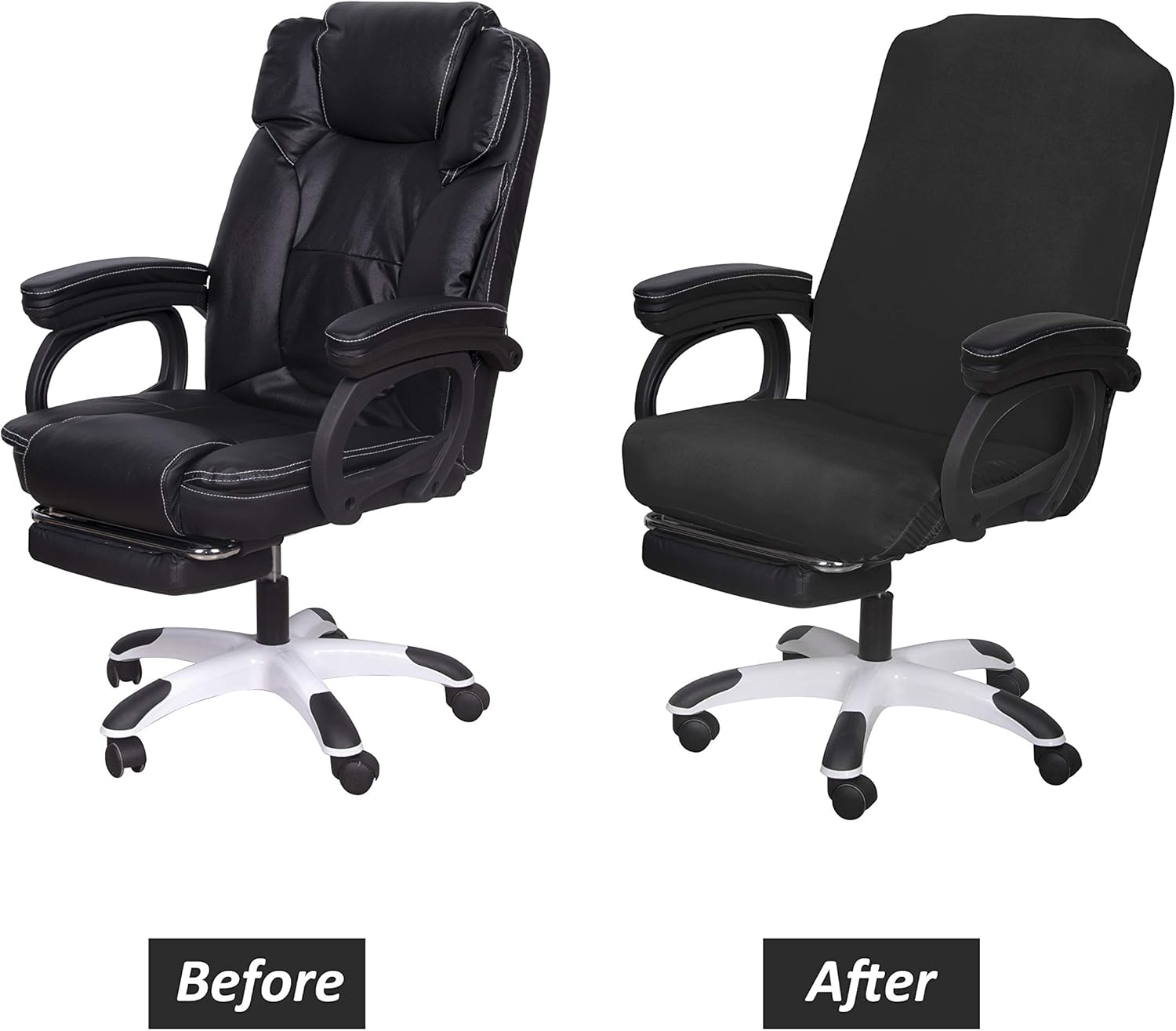 SARAFLORA Office Chair Covers Stretch Washable Computer Chair Slipcovers for Universal Rotating Boss Chair Large Size Black: Furniture & Decor