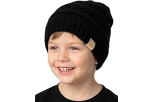 Funky Junque Kids Ribbed Beanie Hat – Soft Knit Winter Hat for Girls & Boys Ages 2–9, Warm Toddler Beanie Youth Toboggan