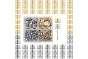 500Pcs Small Brass Antique Mini Hinges, Stainless Steel Folding Butt Miniature Hinges with Screws and Screwdriver for DIY Cra