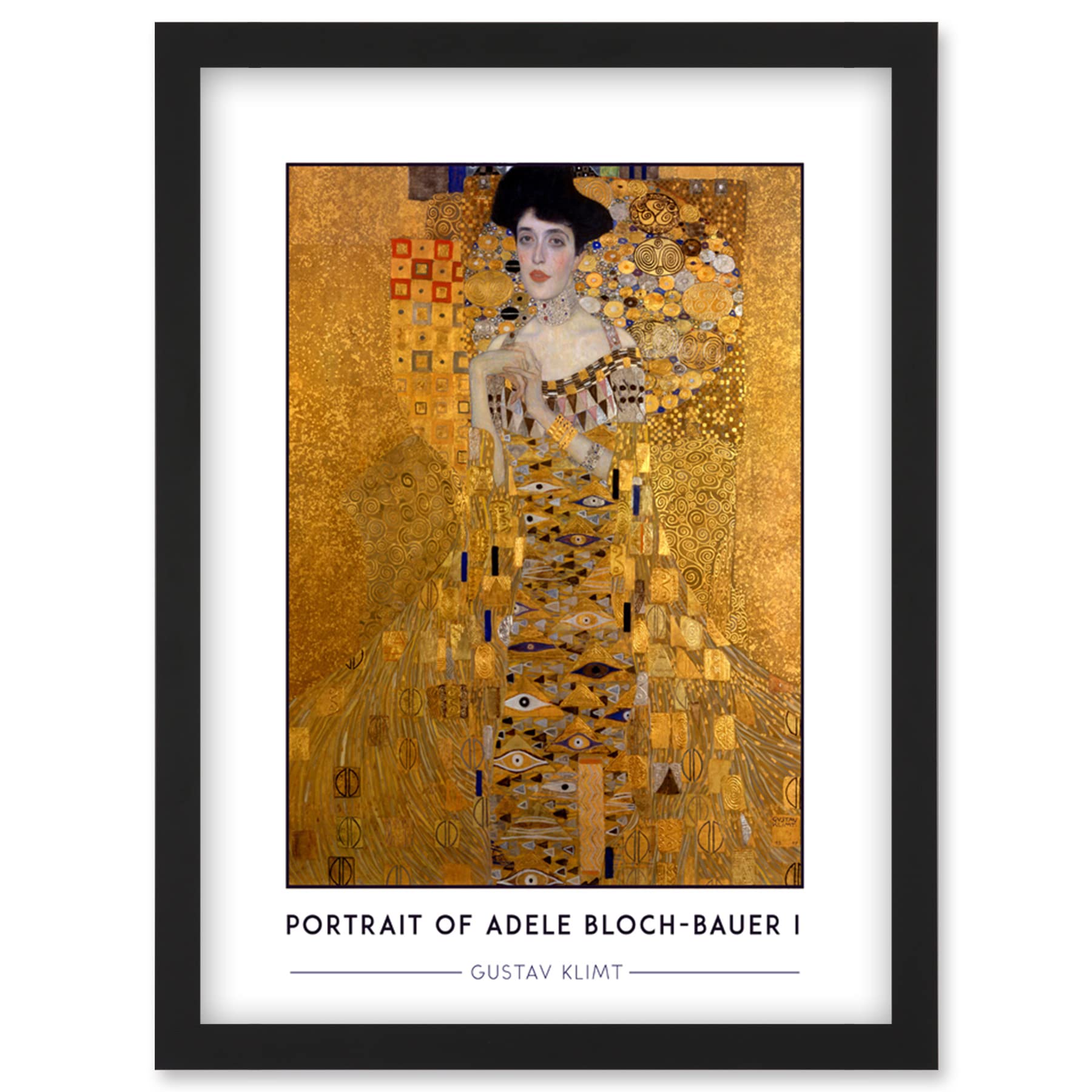 Wee Blue Coo Gustav Klimt Portrait Of Adele Bloch-Bauer I The Lady in Gold Painting Artwork Framed Wall Art Print A4